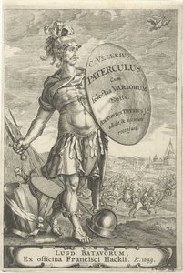 Romeinse krijgsman voor een slagveld Başlık sayfası voor Caius Velleius Paterculus ile Selectes Variorum Notis, 1659 by Johannes Hackius