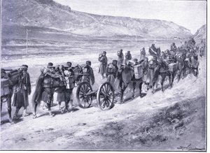 Ichon yolunda bir dizi sahra silahı, Cassells History of the Russo-Japon War Vol 1, c.1900