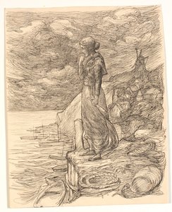 Alfred Tennyson "Enoch Arden" ile ilgili çizim by Johannes Holbek