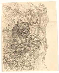 Alfred Tennyson "Enoch Arden" ile ilgili çizim by Johannes Holbek