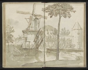 Spoorsingel üzerinde Delft Yel Değirmeni by Johannes Huibert Prins