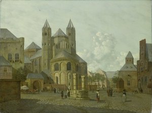 Romanesk Kilise ile Hayali Şehir Manzarası