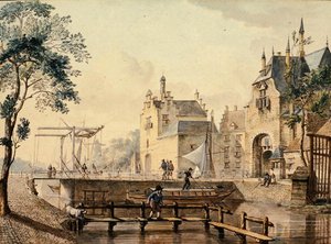 Rotterdamsche ve Ketel Poort, Delft by Johannes Huibert Prins