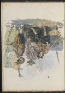 Bir iskelede üç adam by Johannes Huybertus van Hove Bzn