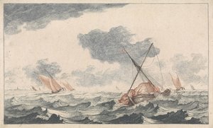yelkeni ütülemek Denizde Gemiler (seri A) (seri başlığı) by Johannes Jacobsz van den Aveele (attributed to)