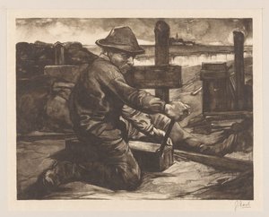 İngiliz anahtarı ile çalışan by Johannes Josephus Aarts (signed by artist)