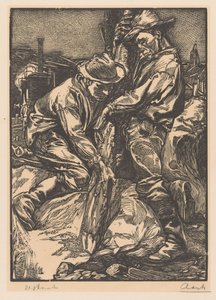 İnşaat işçileri kazık çakmakla meşgul by Johannes Josephus Aarts (signed by artist)