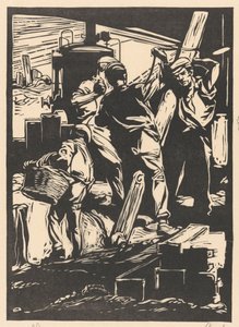 Dört bent işçisi by Johannes Josephus Aarts (signed by artist)