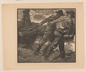 Kıyıda ipleri olan işçiler by Johannes Josephus Aarts
