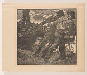 Kıyıda ipleri olan işçiler by Johannes Josephus Aarts