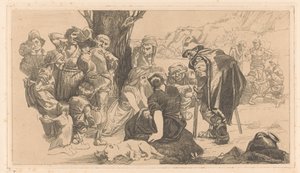 Bir ağacın yanında erkekler, kadınlar ve çocuklar by Johannes Josephus Aarts