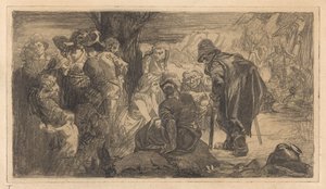 Bir ağacın yanında erkekler, kadınlar ve çocuklar by Johannes Josephus Aarts