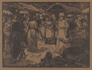 Erkekler ve kadınlar ile pazar sahnesi by Johannes Josephus Aarts