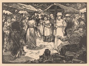 Erkekler ve kadınlar ile pazar sahnesi by Johannes Josephus Aarts