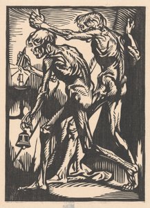 Çan ve mum söndürücü ile iki çıplak erkek figürü by Johannes Josephus Aarts