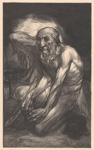 Kanatlı oturan sakallı adam by Johannes Josephus Aarts