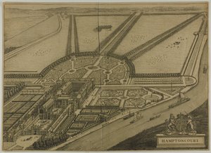 Hampton Court, Britannia Illustrata'dan altıncı plaka by Johannes Kip