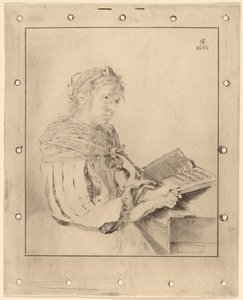 Klavyedeki Genç Kız, 1767. by Johannes Kornlein