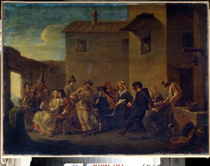 Venedik Karnavalı (Venedik Karnavalı). Johannes Lingelbach tarafından yapılan boyama