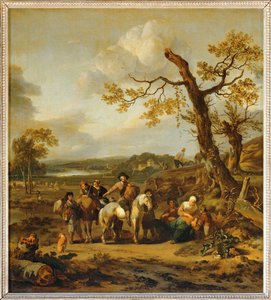 Halte de paysans allant au marche - Pazara giderken dinlenen çiftçiler ... by Johannes Lingelbach