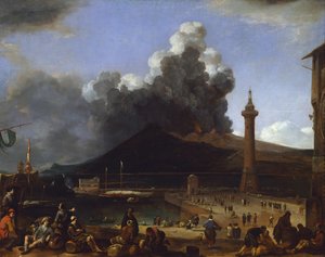Vezüv'ün patladığı Napoli limanı, yazan Johannes Lingelbach (1622-1674), İtalya by Johannes Lingelbach