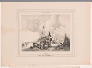 Tekneler ve insanlarla Hollanda sahili Hollandalı bir sahil (nesnedeki başlık) by Johannes Lodewijk Riedel