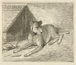Köpek kulübesinde zincire vurulmuş köpek by Johannes Mock