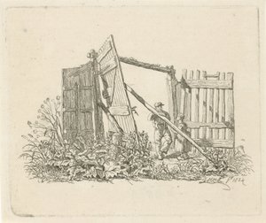 Açık bir kapıda iki figür by Johannes Mock