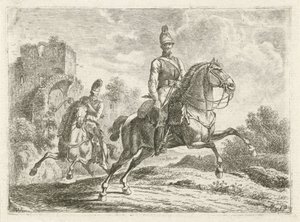 At sırtında iki asker by Johannes Mock