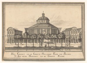 Batavia'daki Yeni Hollanda Kilisesi'nin Görünümü Groote Hollandse Kerk'ten Groote Revier'in Overkant'ından Batavia Te Sien'e Görünüm (nesne üzerindeki başlık) by Johannes Rach
