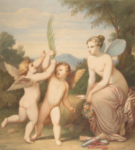 Eros ve Anteros Psyche ile Onlara Bakarken, 1810-60. by Johannes Riepenhausen