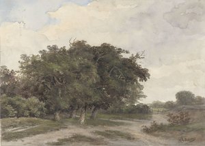 Ağaçlar ile manzara by Johannes Warnardus Bilders