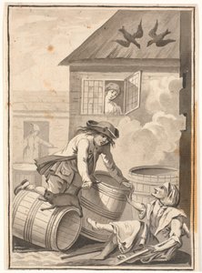 Jens Blok ve Gunild. Ludvig Holberg için çizim: Peder Paars 1772. (2. kitap, 3. şarkı) by Johannes Wiedewelt