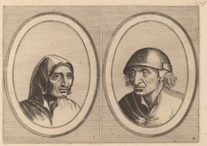 "Rijckje Schimmel-penninghs" ve "Lubbert Leever-sosis" by Johannes and Lucas van Doetechum after Pieter Bruegel the Elder