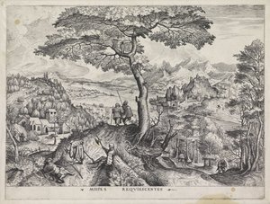 Dinlenme askerleri ile manzara Milites Requiescentes (nesne üzerindeki başlık) Geniş manzaralar (dizi başlığı) by Johannes of Lucas van Doetechum