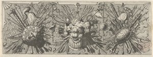 panoplia. Roma silahları ile friz, üst kısım Panoplia sev armamentarium… (dizi adı)
