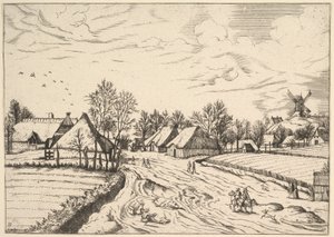 Posta Değirmeni ile Köy Köyü by Johannes van Doetecum I