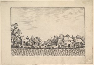 Çiftlikler, çiftlik evi ve tarım kafesinden ön planda sürülmüş tarla..., ca. 1559-61. by Johannes van Doetecum I