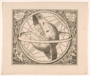 Hemelkaart van de aarde volgens het stelsel van Ptolemy Dünyanın gök daireleriyle çevrili yeri (nesne üzerindeki başlık) by Johannes van Loon
