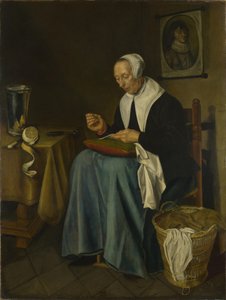 Oturan yaşlı bir kadın, 1655 by Johannes van der Aeck