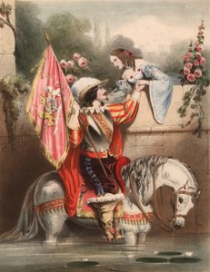 Bahçe Duvarı Kate - aşkıyla buluşan beyaz atlı asker (renkli taş)