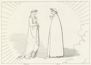 Beatrice ve Dante, Cennet, Canto 7 (gravür) by John (after) Flaxman