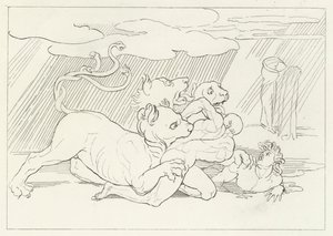Cerberus, Inferno, Canto 6 (gravür) by John (after) Flaxman