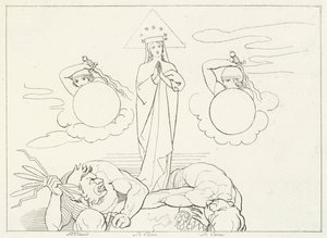 Kilise Militanı, Cennet, Canto 25 (gravür) by John (after) Flaxman