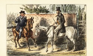 İngiliz beyefendi, körfez atlı bir adam tarafından reddedilen eski bir dırdırcı by John (after) Leech