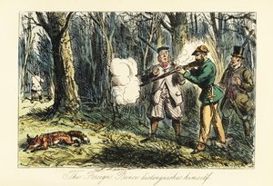 Alman aristokrat bir atış partisinde yanlışlıkla bir tilkiyi öldürdü by John (after) Leech