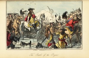 Kral II. William, İrlanda, Boyne Savaşı'nda nehri geçerken by John (after) Leech