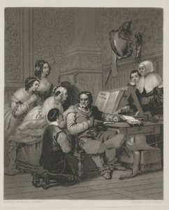 The Life of Charles I için Aracılık Ediyor Cromwell Ailesi, Alfred Johannot tarafından yapılan baskı (mezzotint) by John (after) Sartain
