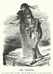 Punch karikatür: The Tempter - işsizler için anarşizmin cazibesi (gravür) by John (after) Tenniel