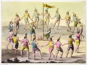 Şili Kızılderilileri Tören Dansı Yapıyor (gravür) by John (after) White
